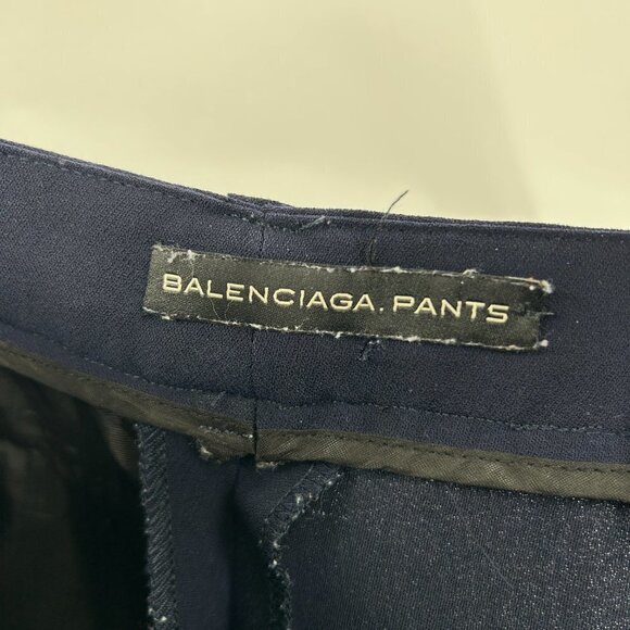 BALENCIAGA Women's Navy Blue Wool Blend Straight Leg Trouser Pants Size EU 38 - Picture 7 of 8